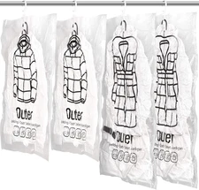 4Pack Hanging Vacuum Storage Bag Reusable Space Saver Compressed Bag with Hanger