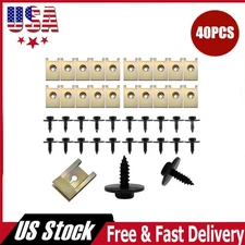 40X Metal Car Screw Body Fender Bumper Retainer U Nut Clips Gasket Fastener NEW