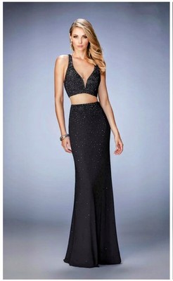 La Femme Rhinestone 2 piece Dress