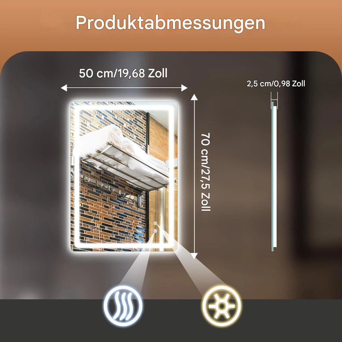 LED Badezimmerspiegel Badspiegel mit Beleuchtung Beschlagfrei Wandspiegel Touch