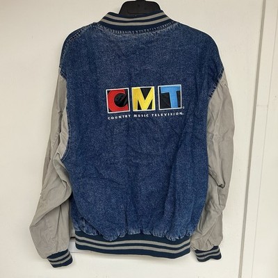 Vtg Swingster CMT Country Music Television Denim Bomber Varsity Jacket Size Medi