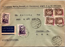 GOLDPATH: Poland cover 1951 to USA airmail CV900_P24
