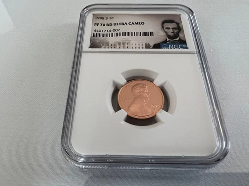 1998-S LINCOLN CENT NGC PF70 ULTRA CAMEO PORTRAIT LABEL "TOP POP NGC VALUE $125"