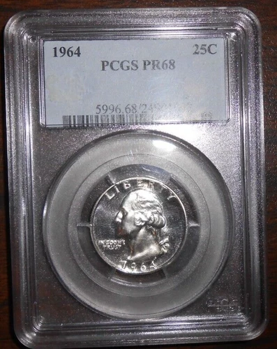1964 SILVER WASHINGTON QUARTER - PCGS PR68