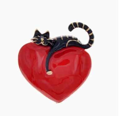 #ad Black Cat pin brooch Valentine heart NEW Fashion Jewelry Free Ship 1.7 inch $12.59