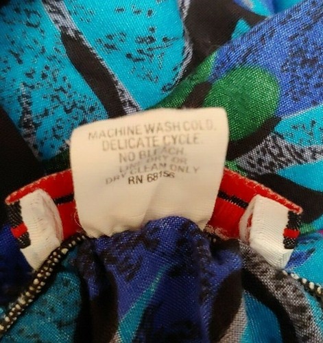 Vintage Memphis Rock Gr. Medium bunt Blumen fließend blau Plissee lang USA Viskose - Bild 7 von 7