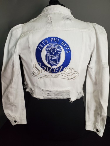 Zeta Phi Beta White Sorority Distressed 