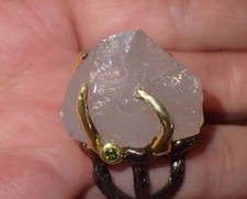 Natural Rose Quartz Sterling Silver Ring Size 8