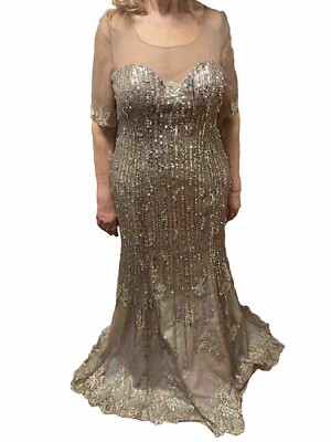 knee length dresses for ladies Plus Size Satin Strapless Keyhole Gown by Ladivine 7496C