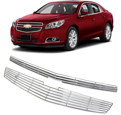 For 2013 Chevy Malibu Grille Upper Billet Grill Insert Overlay Chrome 2-Pack SET