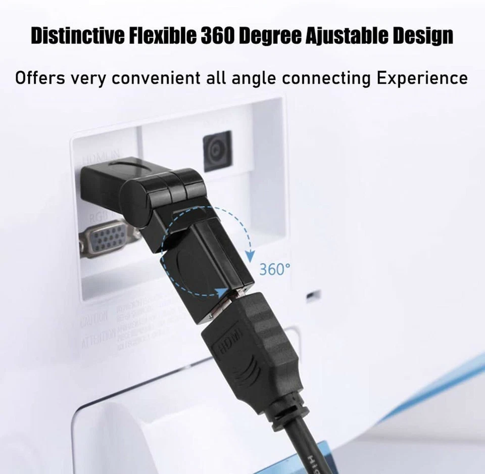  Adapter for HDMI Male to Female Right Angle Connector 90 180 270 360 degrees   - Image 3 of 4