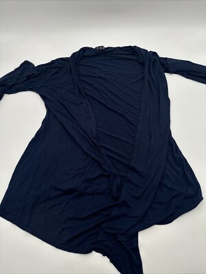 B+B Cardigan Women Medium Blue Solid Open ..#18680