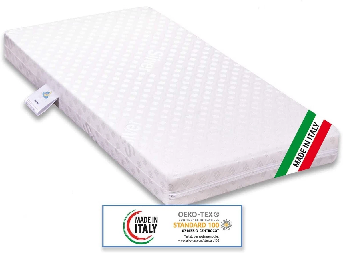 Materasso per bambini ortopedico Oeko-Tex bianco 60 x 120 x 10 cm