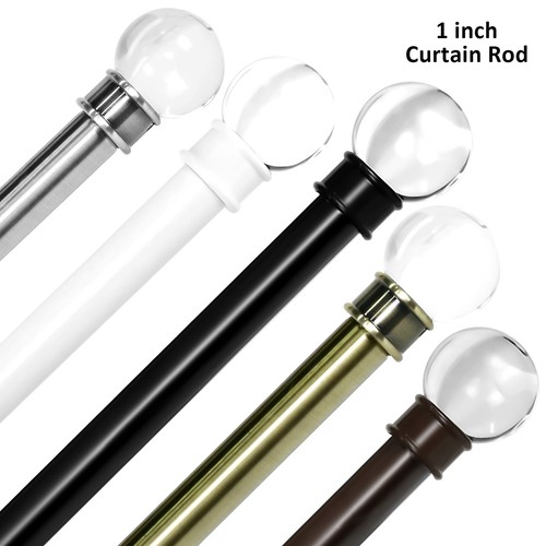 1" Crystal Ball Adjustable Single Drapery Curtain Rod, 28"-48"/48"-84"/84"-120" - Picture 15 of 51
