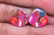 Pink Oyster Copper Turquoise Pair Pear Cabochon 15.95 ct Loose Gemstone H 8220