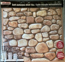 10 PCS Peel Stick Wall Tile River Rock Peble Stone Backsplash Lightweight 12 in