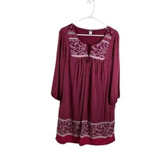 Old Navy Dress Women's Large Floral Print Relaxed Fit Tassels Tie Front