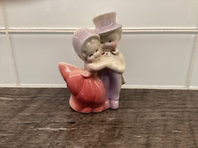 Vintage FAPCO Man Woman Couple Planter Fredericksburg Ohio Dancing Pink Purple