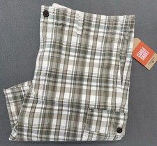 Dockers Cargo Shorts 40 Green Gray Plaid 100 Cotton Preppy Classic Casual NEW