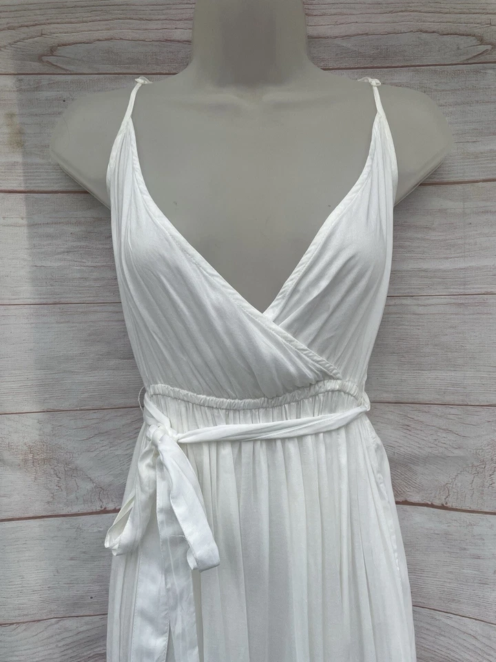 Vestido encubierto de natación blanco playero talla 10 tirantes de espagueti abertura en la pierna de ASOS Foto 3 de 4