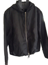E-vie Jacket Women Size 20 Black Summer Hooded Ramie Light Breathable Casual Hol