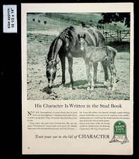 1941 Quaker State Motor Oil Horse Thoroughbreds Baby Vintage Print Ad 35791