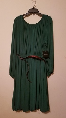 NWT Ellen Tracy Women's Emerald Pleated Styled Long Sleeve Belted Dress sz 18w - Picture 4 of 6
