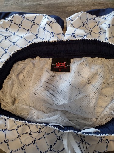Mens Uzzi Amphibious Gear Men's Swim Trunks Size XL White/Blue Anchors NWT - Picture 7 of 11
