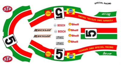 #5 Dino Ferrari 1968-1976 Special Racing 1/64th HO Scale Slot Car Decals