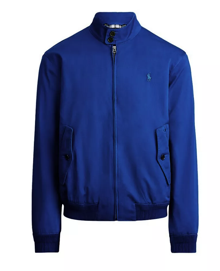 New Polo Ralph Lauren Mens Blue City Barracuda Full Zip Cotton Bomber Jacket S