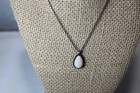 Vtg Sterling Silver Pendant Necklace Teardrop Mother Of Pearl