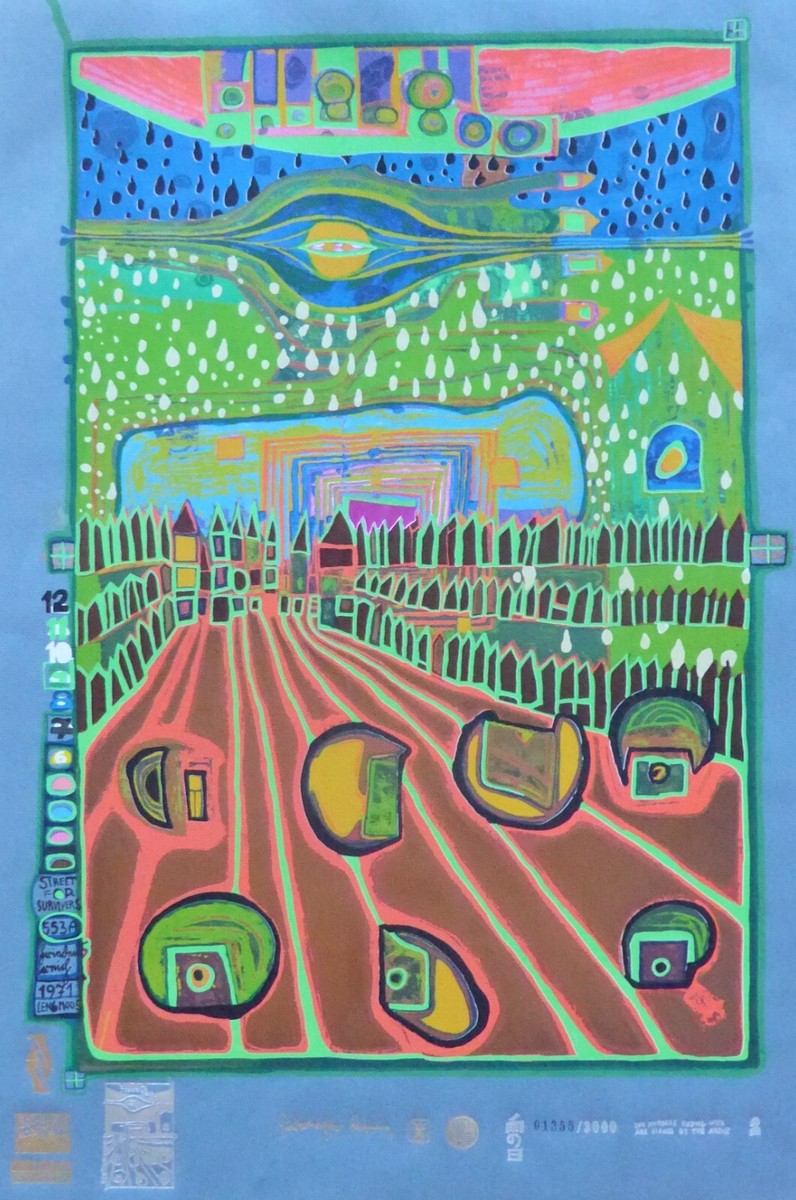 Friedensreich Hundertwasser Street of Survivors signed mixed media