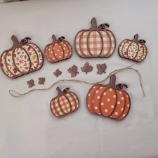 Fall Pumpkins Decoration Leaves Twine Garland Kit NIB