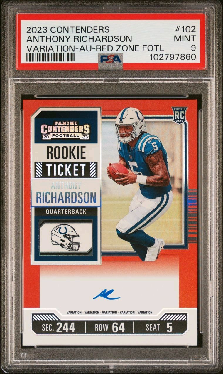 Anthony Richardson #102 2023 Panini Contenders Football Rookie Red Zone Ticket FOTL RPS
