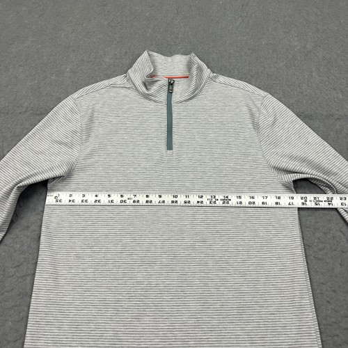 Faherty Pullover Men's Small Gray Movement Stripe Quarter Zip Knit Stretch Golf - Picture 3 of 11