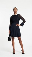 Sandro Kleid Marineblau Spitze Plissee Kurz Gr. 36 FR Damen R20217H