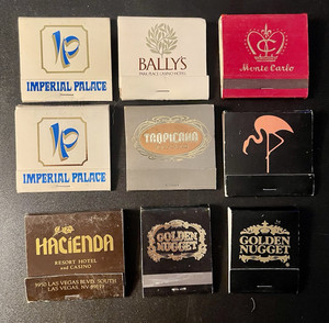 Lot of 9 Casino Matchbooks Imperial Palace Bally’s Monte Carlo Tropicana Sahara