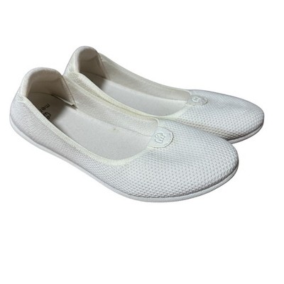 Merinos Women's White Knit Ballet Flats Size US 9 Comfort Minimalist Classic
