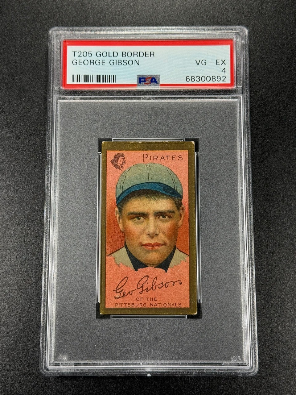 GEORGE GIBSON 1911 T205 GOLD BORDER VINTAGE TOBACCO CARD VG-EX PSA 4 PIRATES
