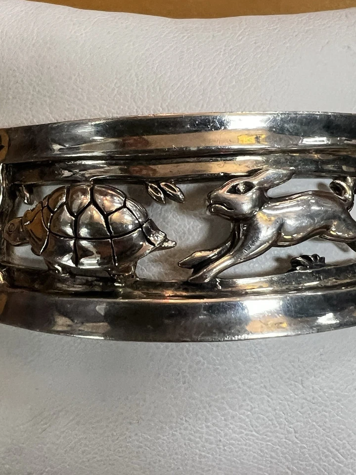 Barry Kieselstein Sterling Silver Tortoise and Hare Cuff Bracelet - Image 2 of 4