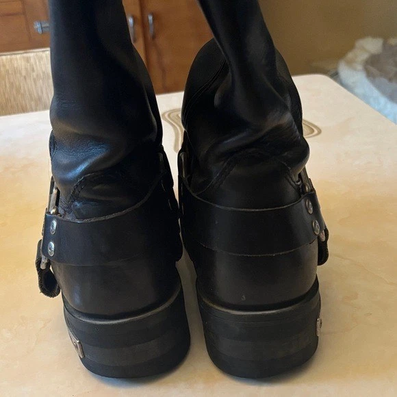Harley-Davidson Hombres Negro Mega Arnés Cuero Botas de Motocicleta Talla 10.5 Foto 3 de 4