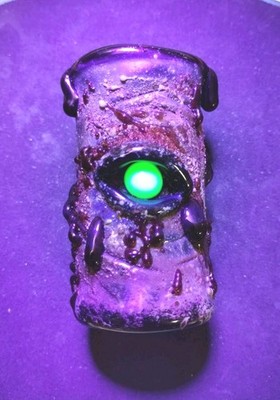 Homemade Borosilicate Zombie Eye Shot Glass, With Illuminati UV Reactive glass