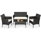 FDW 4-Piece Wicker Patio Furniture Set – Outdoor Rattan Conversation Set, Chairs