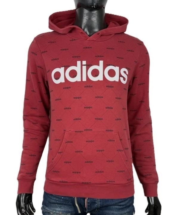 Adidas sweat-shirt homme taille S rouge coton capuche logo grande fantaisie - Photo 1/4