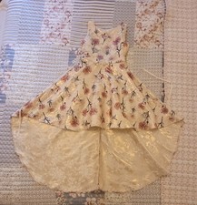 Rare Editions girls high-low floral dress ivory pink gold sleeveless size 8