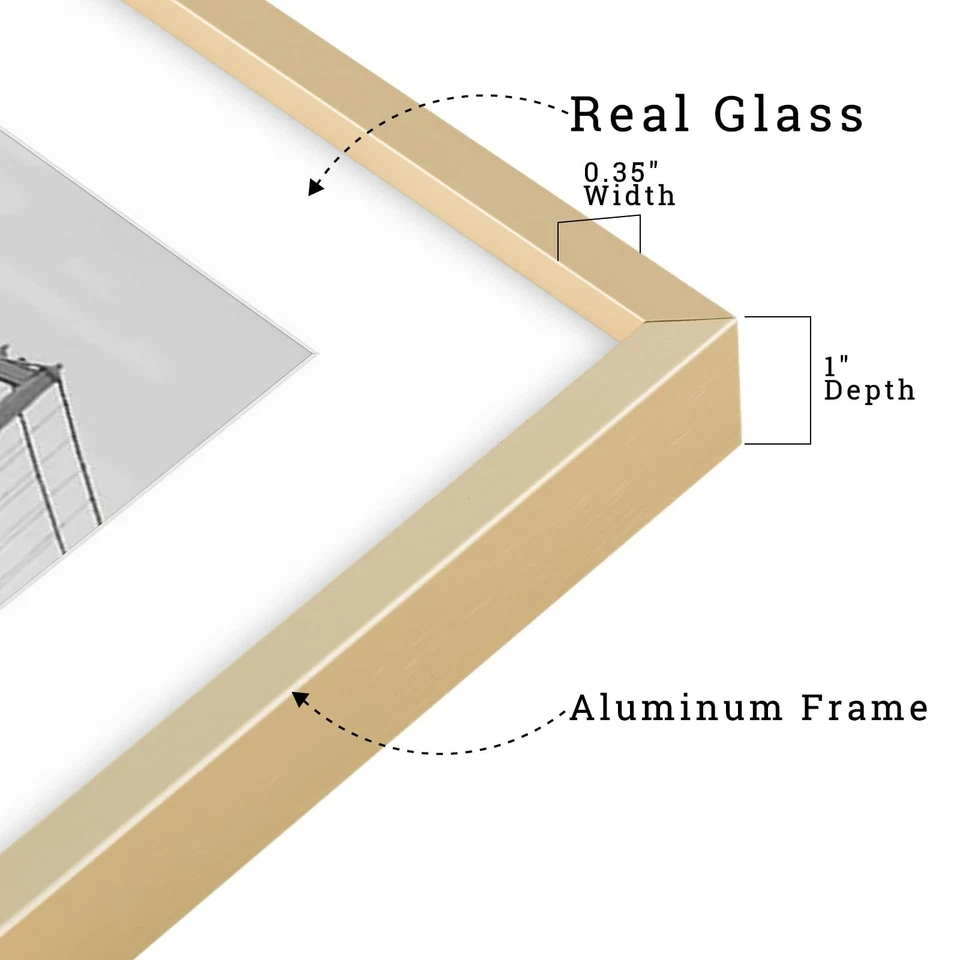 Frametory 16x20 Aluminum Photo Frame with Ivory Color Mat for 11x14 Picture Real - Image 3 of 4