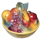 VINTAGE SHAWNEE FRUIT BASKET POTTERY LIDDED BOWL COOKIE JAR CANISTER USA #83 MCM