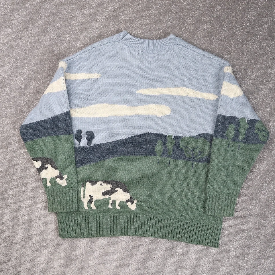 Aelfric Eden Knitted Cow Pasture Small Multicolor Long Sleeve Pullover Sweater - Image 4 of 4