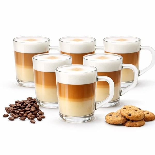 6Er Set Latte Macchiato GläSer Mit Henkel 230 Ml Klare Latte GläSer & Cappuccino-image