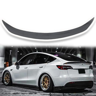 V Style Rear Spoiler for Model Y 2020-2024 Carbon Fiber Trunk Lip Wing